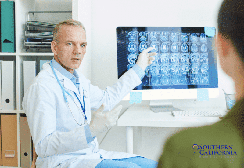 A doctor explaining the treatment of chiari malformation