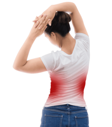 A girl showing symptoms of back pain