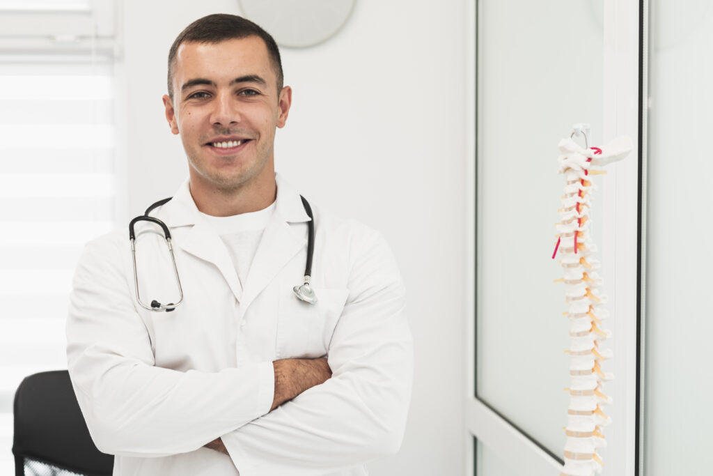 Patient booking the best online consultation for spine surgery in California from home.
